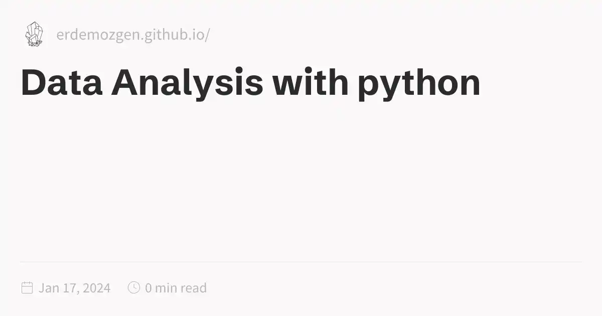 Data Analysis with python