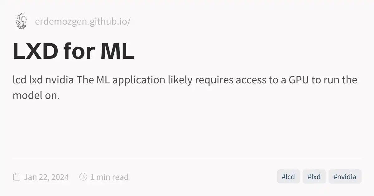 LXD for ML