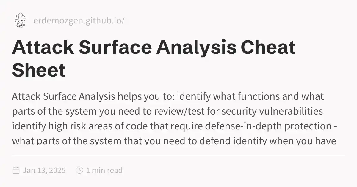 Attack Surface Analysis Cheat Sheet